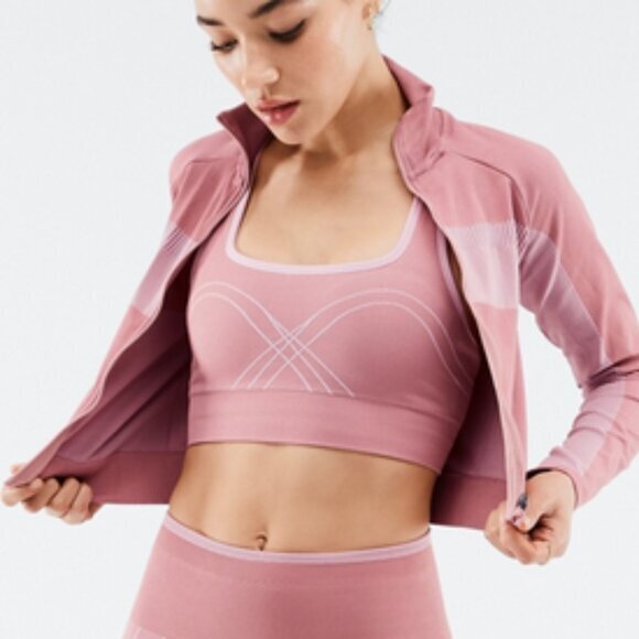 NWT Fabletics pink Tory Cropped Seamless Jacket sz M--SOLD OUT on Fabletics site - Picture 2 of 14